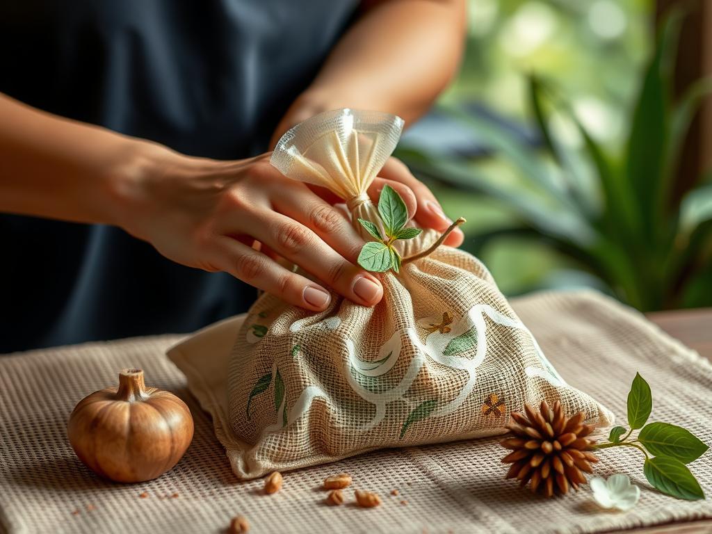herbal pouch massageфото