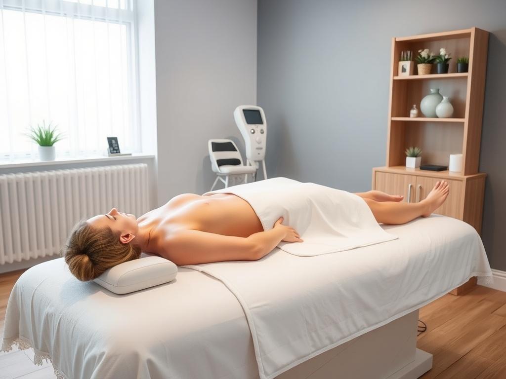 Machine-assisted body massage at a salon Machine-assisted body massage at a salonфото